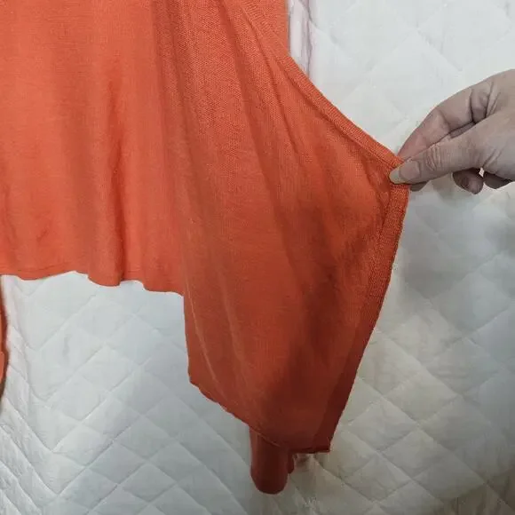 J Jill Linen Blend Cardigan Sweater Open Front Coral Orange Long Size Small 4-6 - Picture 3 of 7